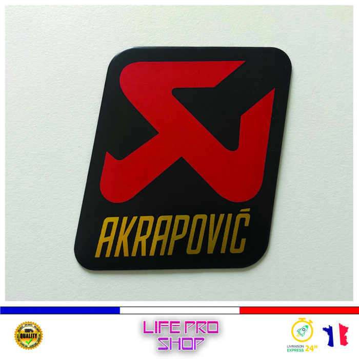 Autocollant Aluminium AKRAPOVIC (8 x 8,5cm) Haute Température Stickers Echappement Moto Quad