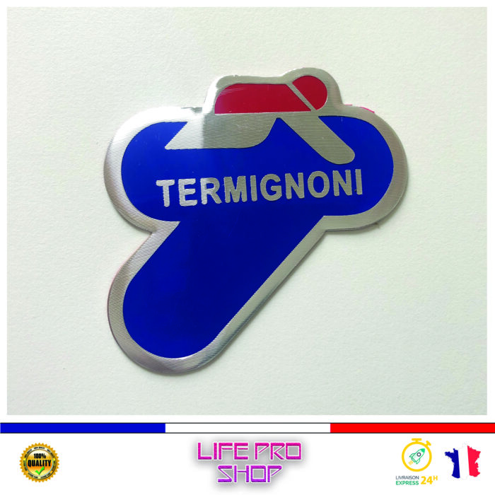 Autocollant Aluminium TERMIGNONI (8,5 x 9cm) Haute Température Stickers Echappement Moto Quad