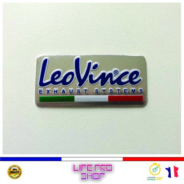 Autocollant Aluminium LEOVINCE (7,5 x 3,5cm) Haute Température Stickers Echappement Moto Quad