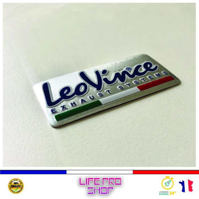 Autocollant Aluminium LEOVINCE (7,5 x 3,5cm) Haute Température Stickers Echappement Moto Quad – Image 2
