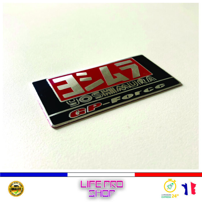Autocollant Aluminium YOSHIMURA GP ARGENT (9 x 4,5cm) Haute Température Stickers Echappement Moto – Image 2