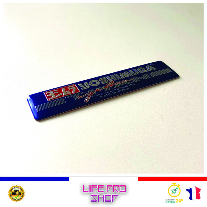 Autocollant Aluminium YOSHIMURA BLEU (12 x 2,7cm) Haute Température Stickers Echappement Moto – Image 2