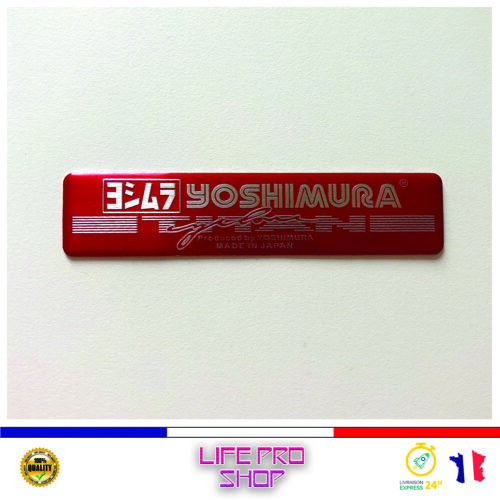 Autocollant Aluminium YOSHIMURA ROUGE (12 x 2,7cm) Haute Température Stickers Echappement Moto