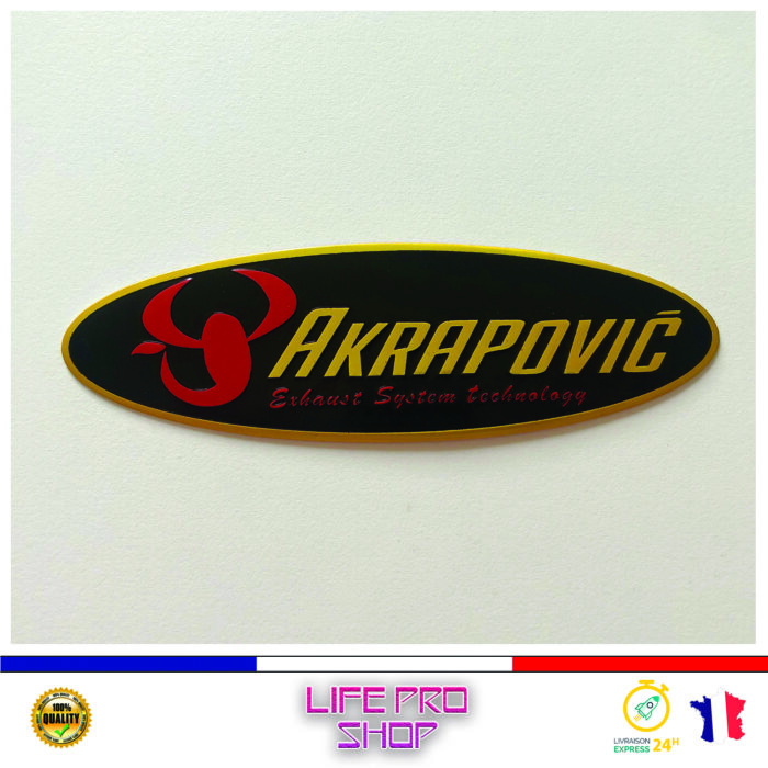 Autocollant Aluminium AKRAPOVIC OVALE (14,5 x 4,5) Haute Température Stickers Echappement Moto Quad