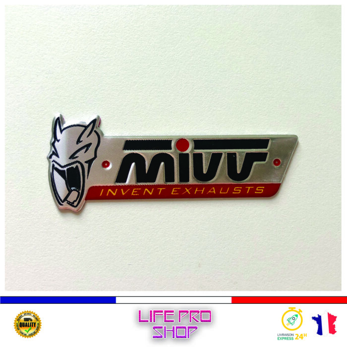 Autocollant Aluminium MIVV (10,4 x 4cm) Haute Température Stickers Echappement Moto Quad