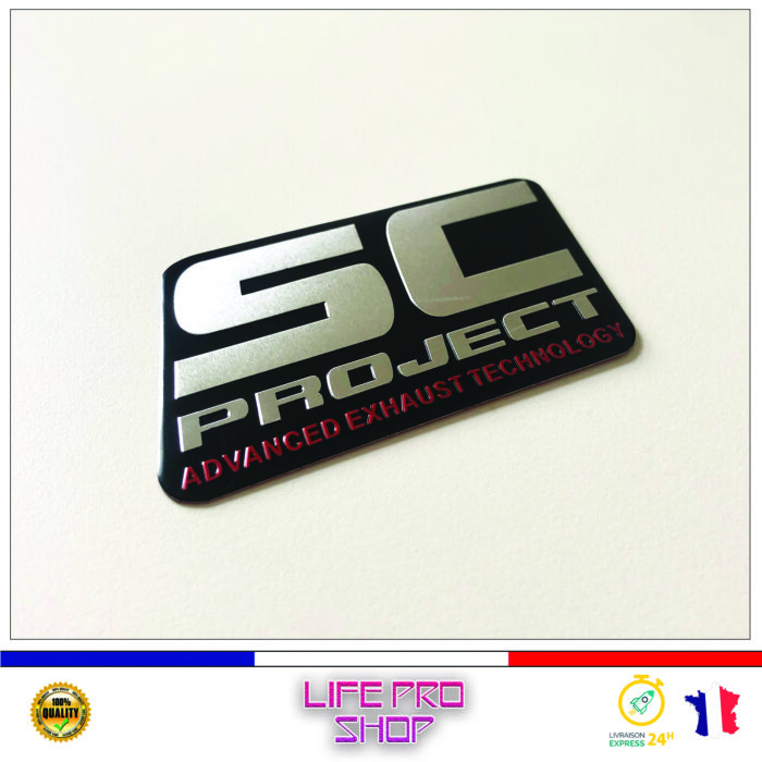 Autocollant Aluminium SC PROJECT (9,5 x 6cm) Haute Température Stickers Echappement Moto Quad – Image 2