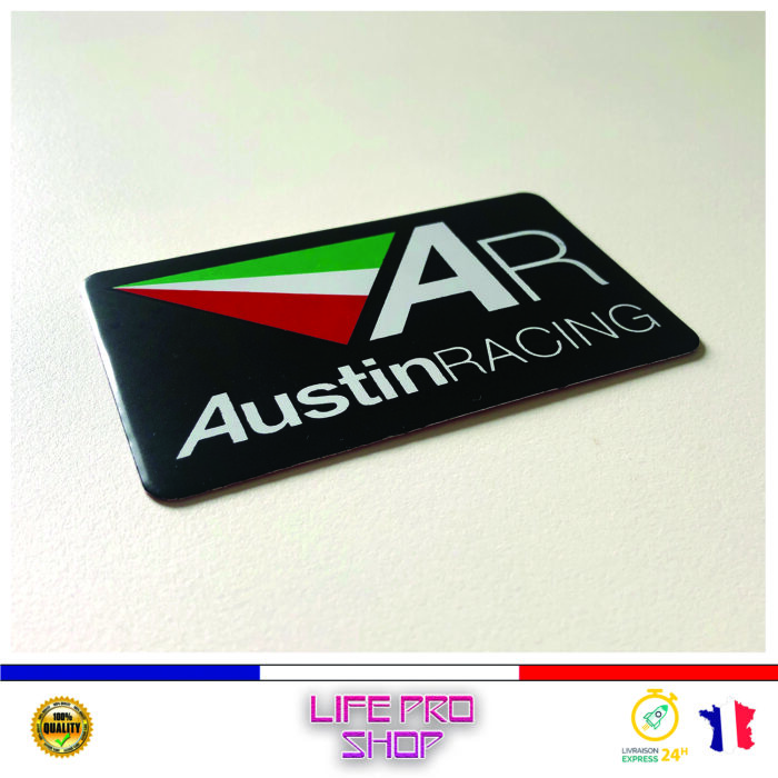 Autocollant Aluminium AUSTIN RACING (10 x 6) Haute Température Stickers Echappement Moto Quad – Image 2