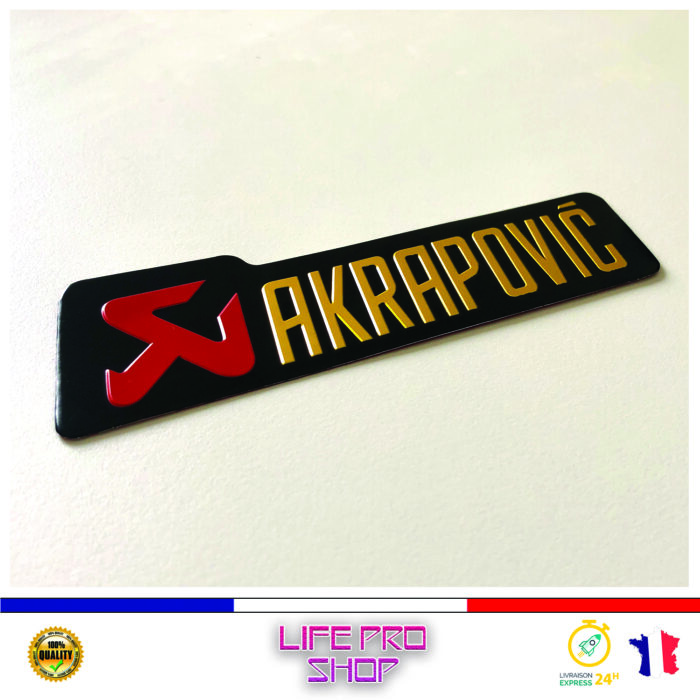 Autocollant Aluminium AKRAPOVIC (14,5 x 4cm) Haute Température Stickers Echappement Moto Quad – Image 2