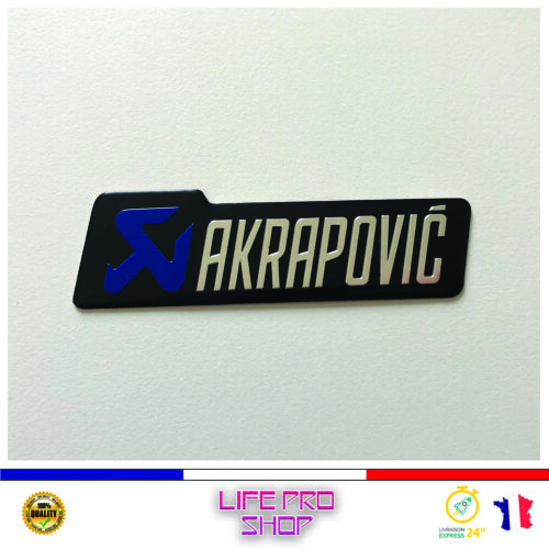 Autocollant Aluminium AKRAPOVIC Bleu (10 x 2,7cm) Haute Température Stickers Echappement Moto Quad