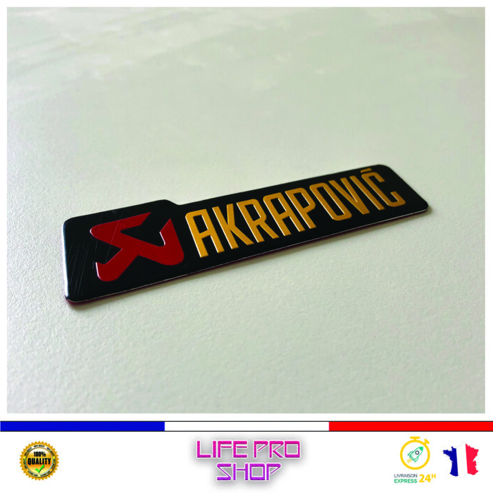 Autocollant Aluminium AKRAPOVIC Jaune (10 x 2,7cm) Haute Température Stickers Echappement Moto Quad – Image 2
