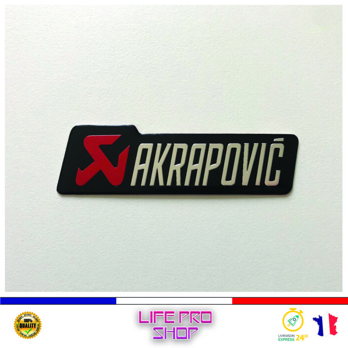 Autocollant Aluminium AKRAPOVIC Argent (10 x 2,7cm) Haute Température Stickers Echappement Moto Quad