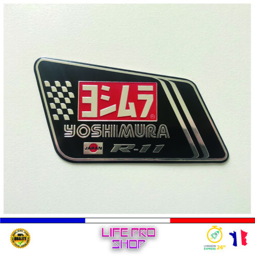 Autocollant Aluminium YOSHIMURA (10,5 x 5,5) Haute Température Stickers Echappement Moto Quad