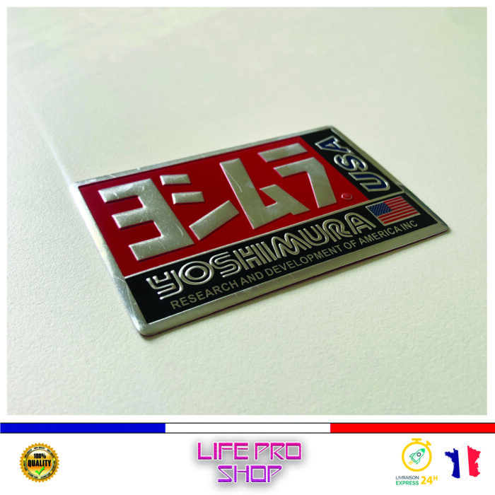 Autocollant Aluminium YOSHIMURA (10 x 6,5) Haute Température Stickers Echappement Moto Quad – Image 2