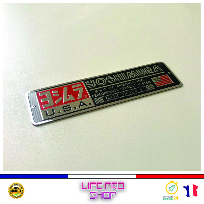Autocollant Aluminium YOSHIMURA (14 x 4) Haute Température Stickers Echappement Moto Quad – Image 2