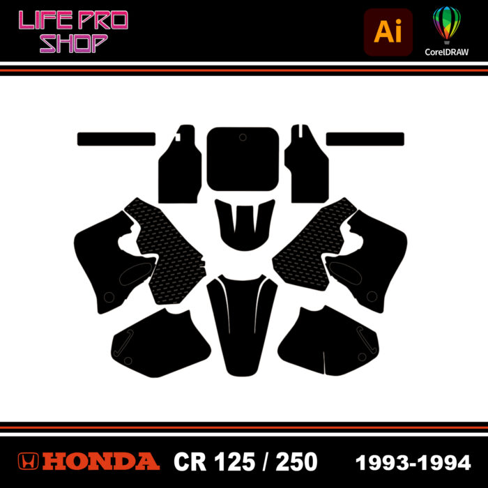 Template Motocross Kit Déco HONDA CR 125 / 250 - 1993 / 1994 Vector EPS