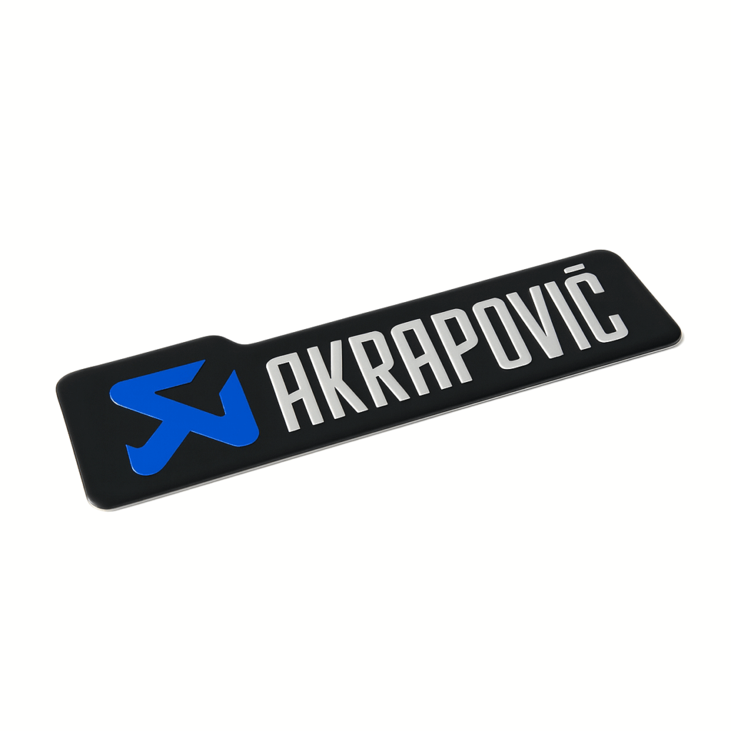 Sticker échappement AKRAPOVIC Bleu 10 x 2,7 cm – aluminium haute température moto quad