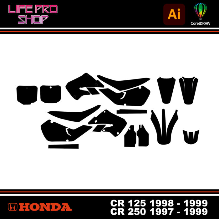 Template Motocross Kit Déco HONDA CR 125 - 1998 / 1999 & CR 250 - 1997 / 1999 Vector EPS