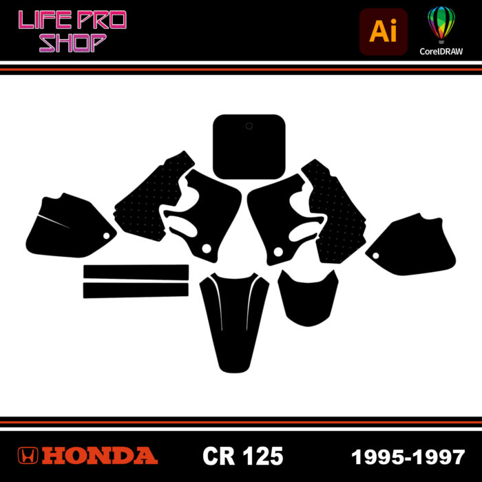Template Motocross Kit Déco HONDA CR 125 - 1995 / 1997 Vector EPS
