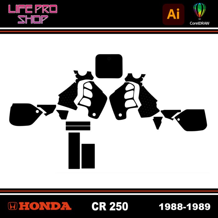 Template Motocross Kit Déco HONDA CR 250 - 1988 / 1989 Vector EPS