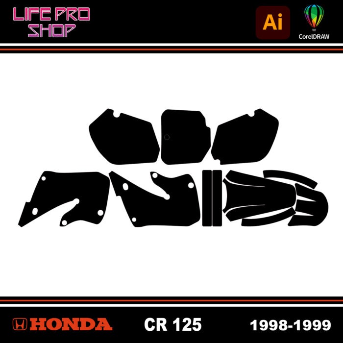 Template Motocross Kit Déco HONDA CR 125 - 1998 / 1999 Vector EPS