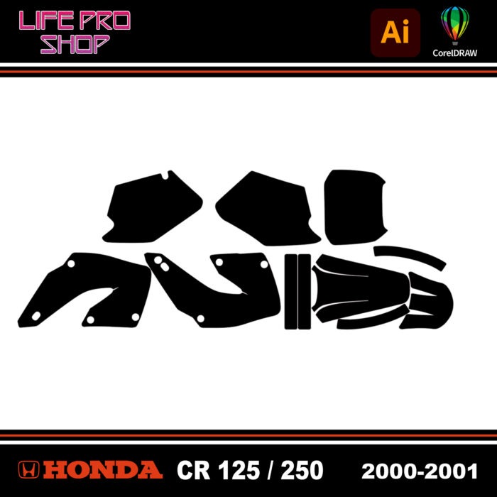 Template Motocross Kit Déco HONDA CR 125 / 250 - 2000 / 2001 Vector EPS