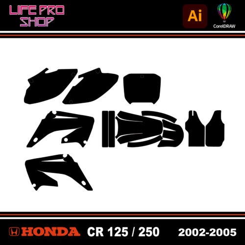 Template Motocross Kit Déco HONDA CR 125 / 250 - 2002 / 2005 Vector EPS