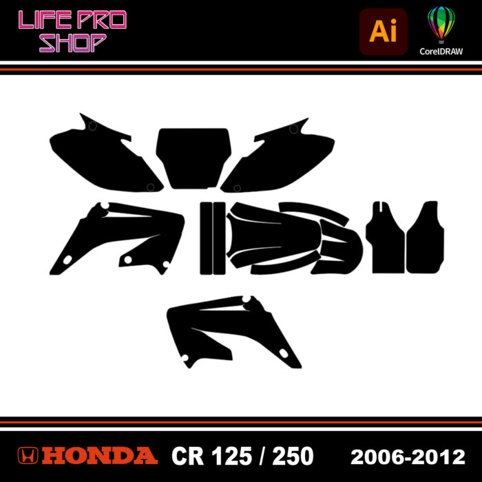 Template Motocross Kit Déco HONDA CR 125 / 250 - 2006 / 2012 Vector EPS