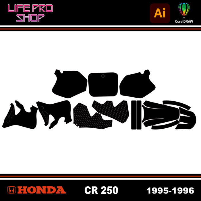 Template Motocross Kit Déco HONDA CR 250 - 1995 / 1996 Vector EPS