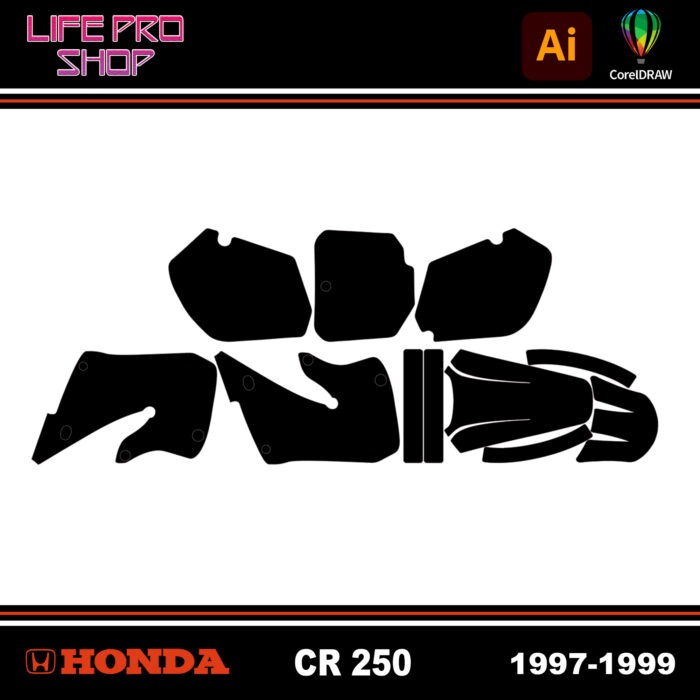 Template Motocross Kit Déco HONDA CR 250 - 1997 / 1999 Vector EPS