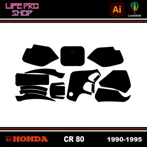 Template Motocross Kit Déco HONDA CR 80 - 1990 / 1995 Vector EPS