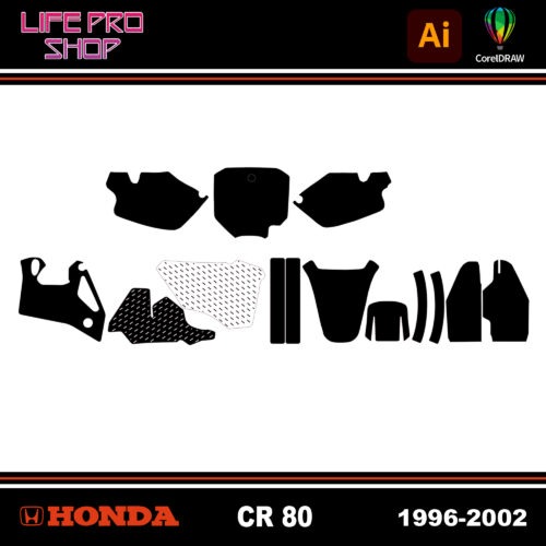 Template Motocross Kit Déco HONDA CR 80 - 1996 / 2002 Vector EPS