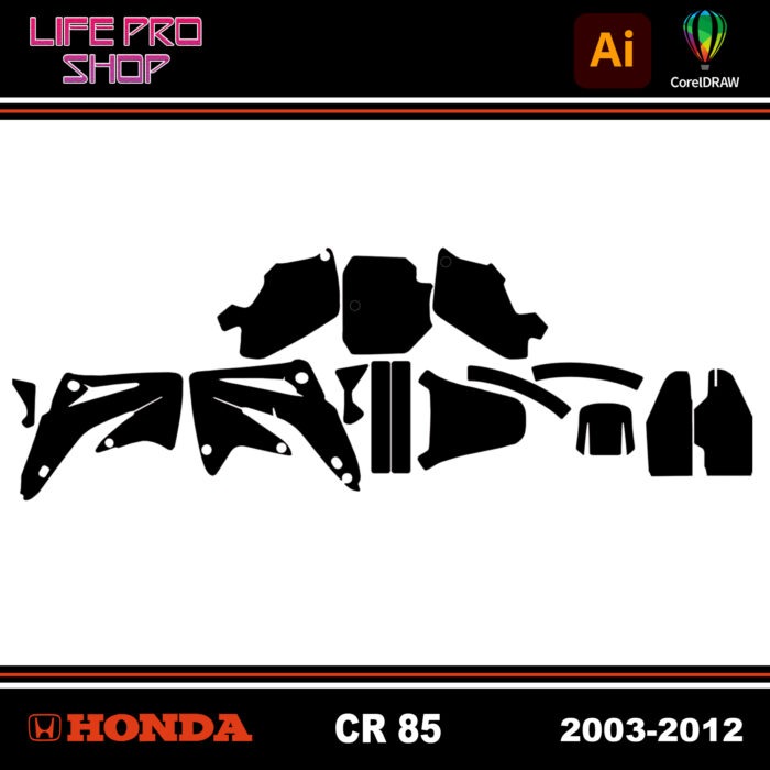 Template Motocross Kit Déco HONDA CR 85 - 2003 / 2012 Vector EPS