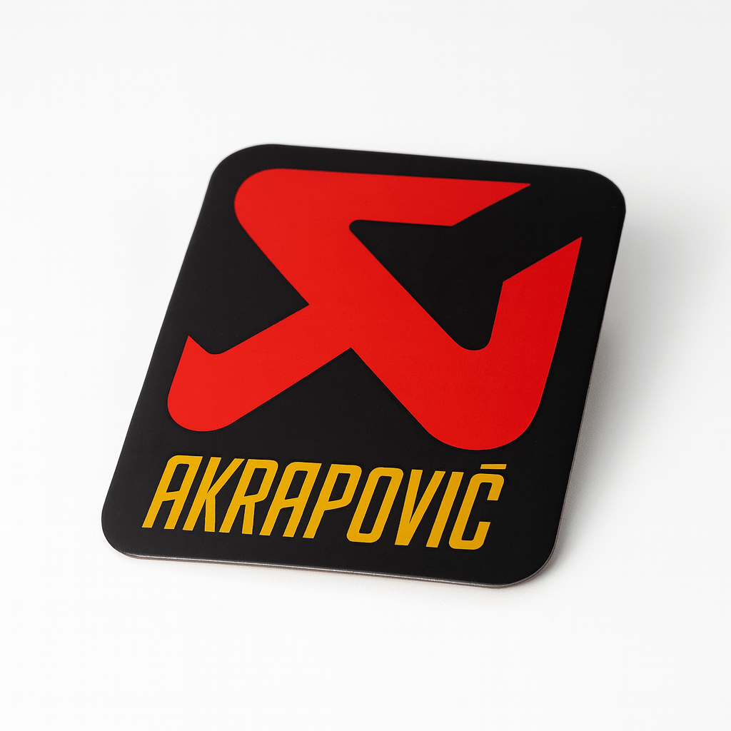 Autocollant Aluminium AKRAPOVIC (8 x 8,5cm) Haute Température Stickers Echappement Moto Quad – Image 2