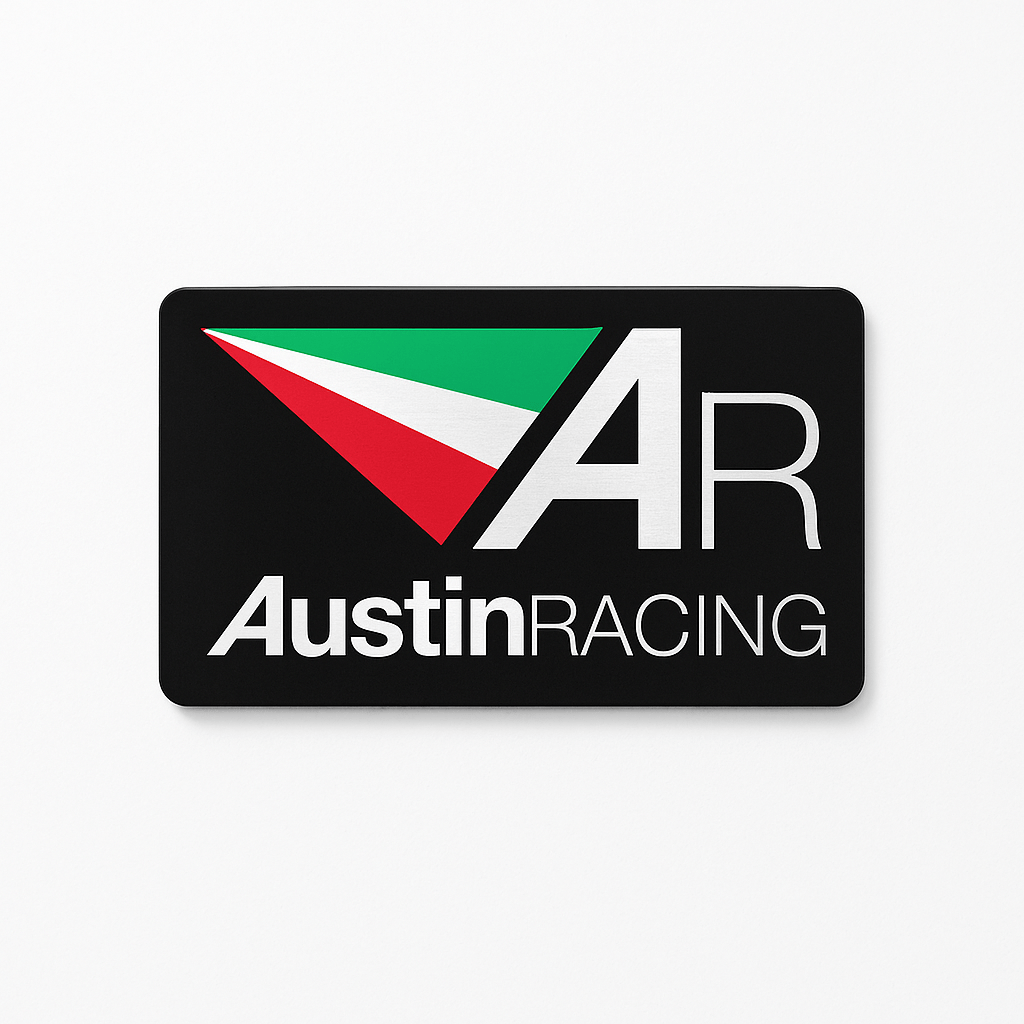 Autocollant Aluminium AUSTIN RACING (10 x 6) Haute Température Stickers Echappement Moto Quad – Image 2