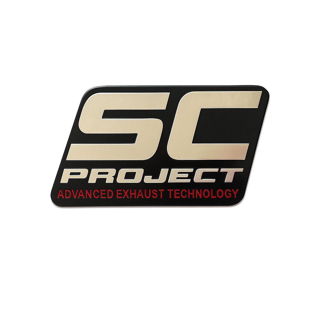 Autocollant Aluminium SC PROJECT (9,5 x 6cm) Haute Température Stickers Echappement Moto Quad – Image 2