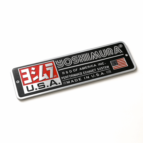 Autocollant Aluminium YOSHIMURA (14 x 4) Haute Température Stickers Echappement Moto Quad