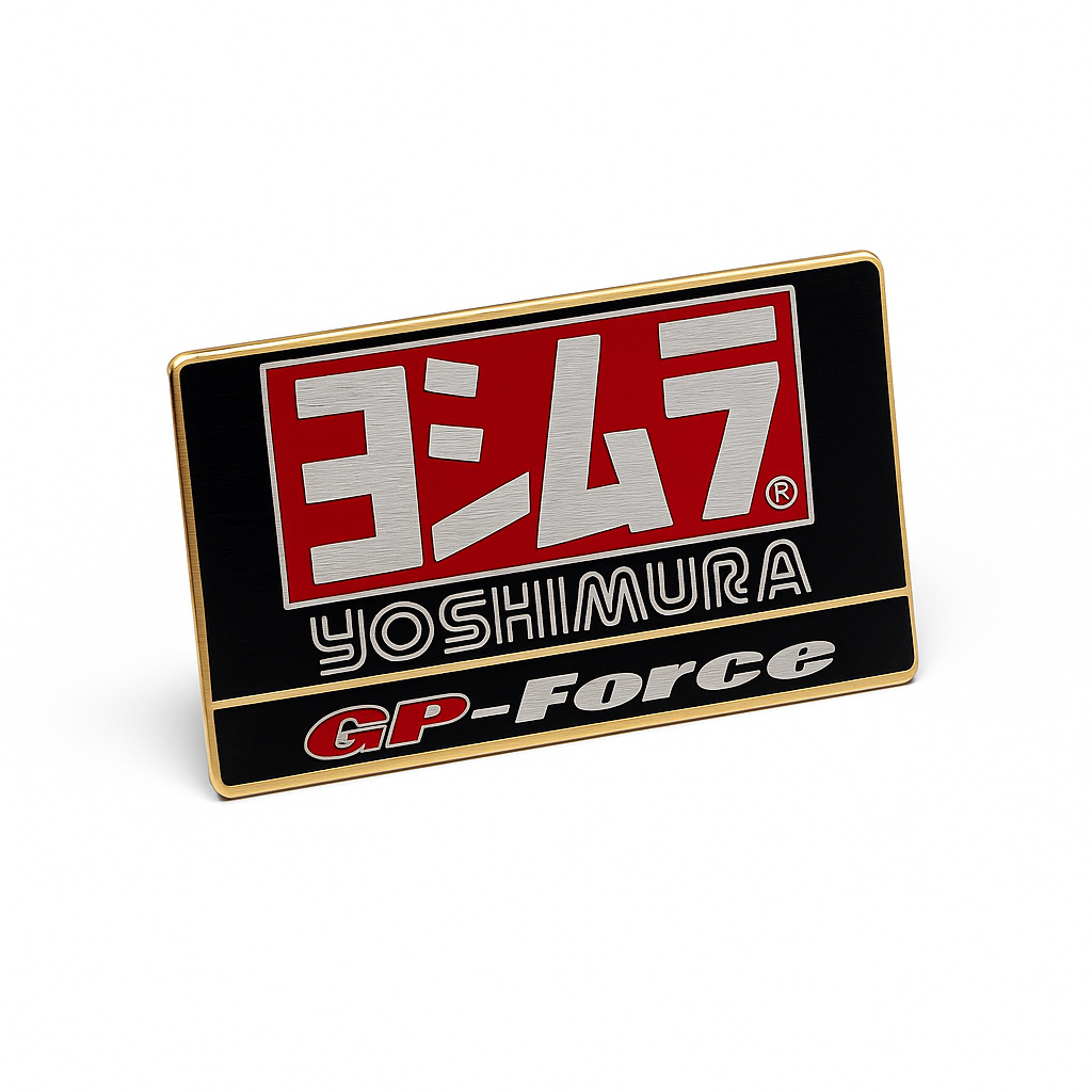 Autocollant Aluminium YOSHIMURA GP OR (9 x 4,5cm) Haute Température Stickers Echappement Moto