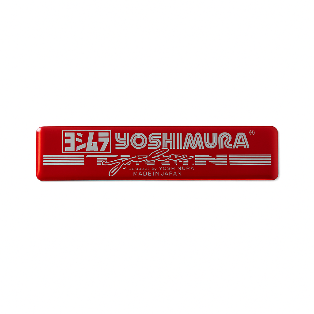 Autocollant Aluminium YOSHIMURA ROUGE (12 x 2,7cm) Haute Température Stickers Echappement Moto – Image 2