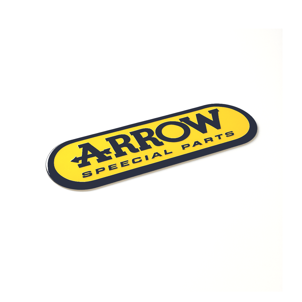 Autocollant Aluminium ARROW jaune (9,5 x 3,1cm) Haute Température Stickers Echappement Moto – Image 2