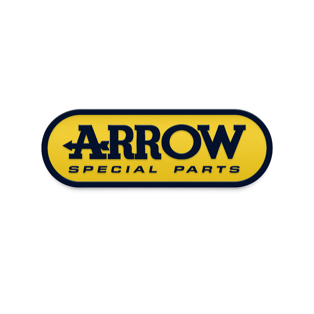 Autocollant Aluminium ARROW jaune (9,5 x 3,1cm) Haute Température Stickers Echappement Moto
